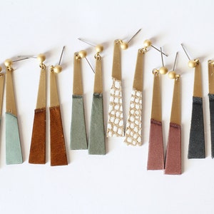 Modern Brass And Leather Dangle Earrings - Edgy With a Hint of Boho Style