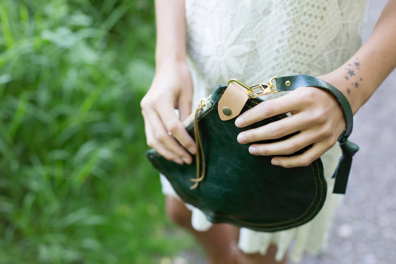 Leather Wristlet Circle Bag READY TO SHIP Etsy