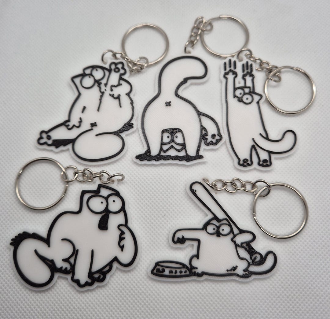 Simon Keychain Simon Cat Keychain – 3D Printed PLA, Cartoon Keyring - Etsy