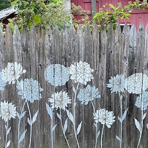 Blooming Flowers Stencil Kit – Flower stencils –  Stencil your fence with large flower stencils – Botanical stencils on wood - DIY decor