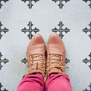 Hallifax Tile Stencil - Simple Elegant Floor and Wall Stencil - DIY Home Decor for Tile Refresh - Cost Affective Alternative to Retiling