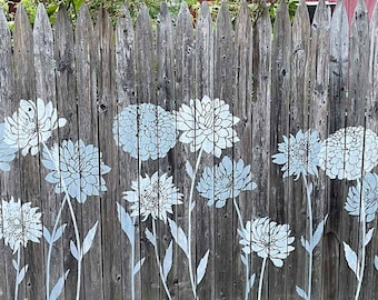 Blooming Flowers Stencil Kit – Flower stencils –  Stencil your fence with large flower stencils – Botanical stencils on wood - DIY decor