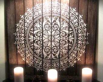 Abundance Mandala Stencil – MANDALA WALL STENCIL - Large Mandala Wall Stencil for Painting - Stencil on Wood - Better than Mandala Decals