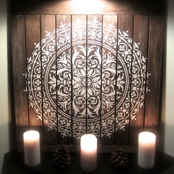 Abundance Mandala Stencil – MANDALA WALL STENCIL - Large Mandala Wall Stencil for Painting - Stencil on Wood - Better than Mandala Decals