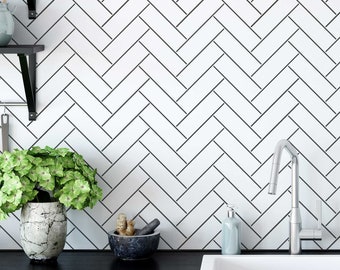 Herringbone Subway Tile Stencil - DIY Subway Tile for Kitchen Backsplash - Reusable Tile Stencils for Home Decor Makeover