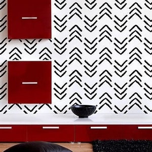 Kuba Chevron Stencil - Reusable Chevron WALL STENCIL for DIY Wall Decor - Large Stencil instead of Wallpaper or Decal - Stencil for Painting