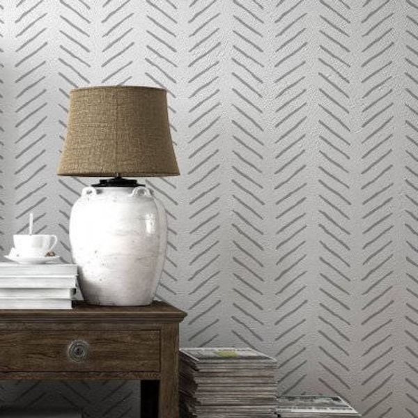 Hand Drawn Chevron Wall Stencil - LARGE WALL STENCIL - Stencils instead of wallpaper - Easy to Use Stencils for Painting -Stencils for Walls