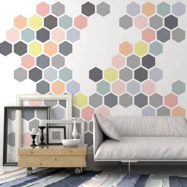 Honeycomb Wall Stencil - LARGE WALL STENCILS Instead of Wallpaper - Easy to Use Wall Stencils for a Quick Room Update - Stencils for Walls