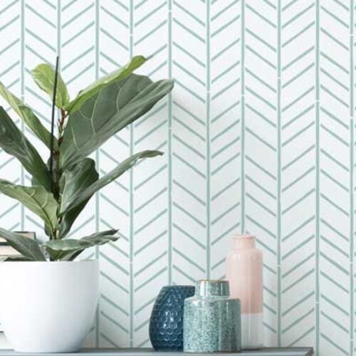 Rustic Herringbone Stencil LARGE WALL STENCILS Easy to Use Etsy