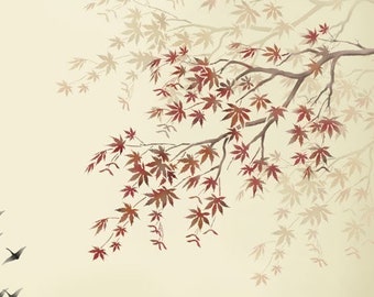 Japanese Maple Branch Stencil - WALL ART STENCIL instead of Decals - Easy to Use Wall Stencil for a Quick Room Update - Stencil for Walls