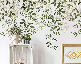 Budding Clematis Stencil 5-Piece Stencil Kit – WALL STENCILS instead of Wallpaper – Botanical Wall Stencils for a Quick DIY Room Makeover