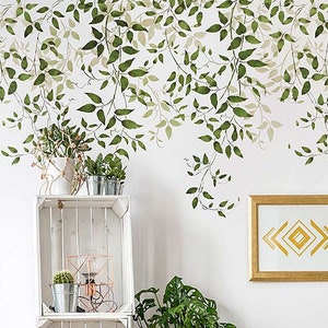 Budding Clematis Stencil 5-Piece Stencil Kit – WALL STENCILS instead of Wallpaper – Botanical Wall Stencils for a Quick DIY Room Makeover