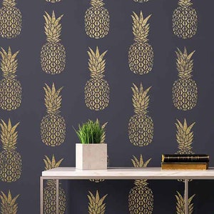 Pineapple Stencil - LARGE WALL STENCIL – Tropical Wall Stencil - Easy to Use Wall Stencils for a Quick Room Update - Stencils for Walls