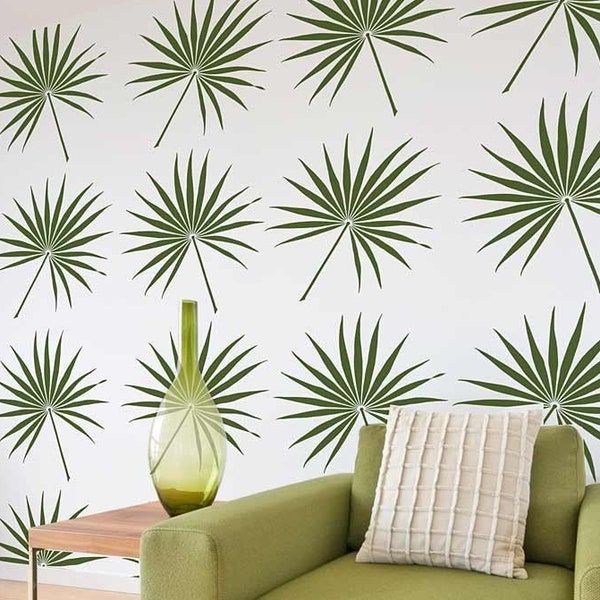 Palmetto Leaf Wall Art Stencil - WALL STENCILS instead of Decals - Easy to Use Wall Stencils for a Quick Room Update - Stencils for Walls