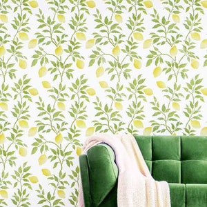 Lemons Wall Stencil LARGE WALL STENCILS instead of Wallpaper Easy to Use Wall Stencils for a Quick Room Update Stencils for Walls image 2