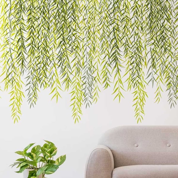 Weeping Willow Branches Border Stencil - Large Botanical Stencil For Walls - Bring Nature Inside with a Quick DIY Accent Wall!
