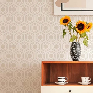 Hexagon Allover Stencil - Geometric Wall Stencil - Reusable Wall Stencil - Cost Effective Alternative to Wallpaper