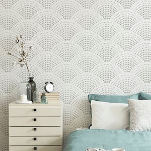 Radiant Scallop Wall Stencil LARGE WALL STENCIL Modern Geometric Wall Stencils Easy to Use Wall Stencils for a Quick Room Update image 3