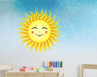 Smiling Sun Wall Art Stencil - Customizable and Reusable Large Wall Stencil - Better than Decals - Perfect for a Kids Bedroom