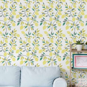 Lemons Wall Stencil LARGE WALL STENCILS instead of Wallpaper Easy to Use Wall Stencils for a Quick Room Update Stencils for Walls image 3