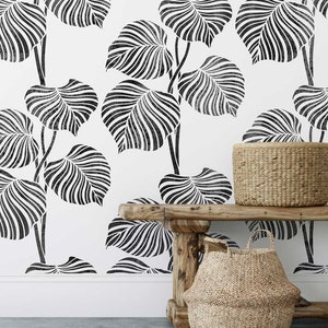 Calathea Wall Stencil - FLORAL WALL STENCILS instead of Wallpaper - Easy to Use Wall Stencils for a Quick Room Update - Stencils for Walls