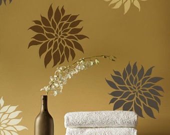 Flower Stencil Zinnia Grande size XSM Reusable wall stencils better than wall decals