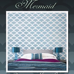 Allover Stencil Mermaid reusable stencils for walls instead of wallpaper image 4