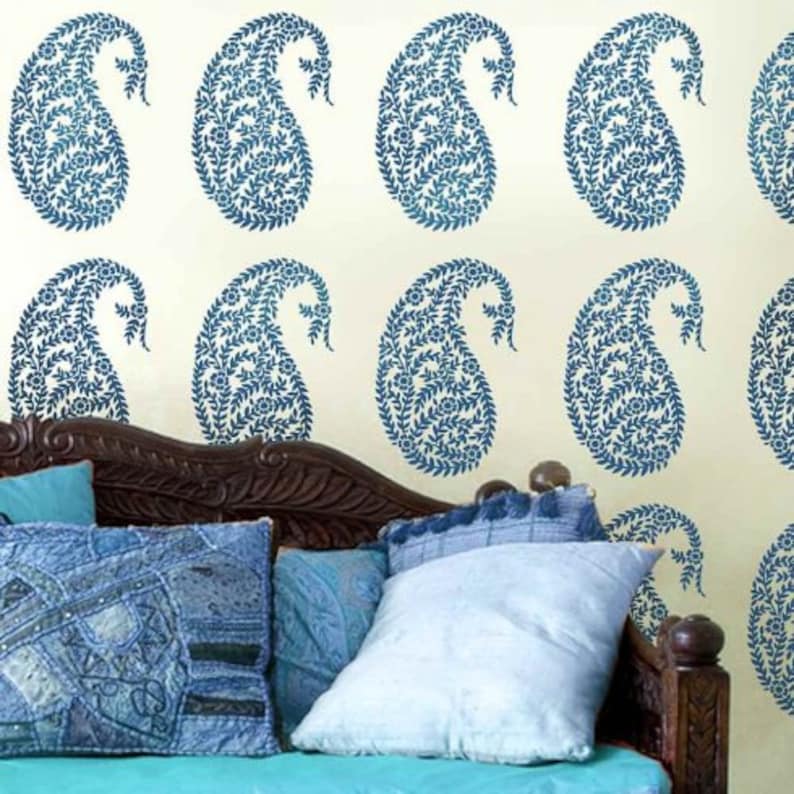 Jaipur Paisley Wall Art Stencil Small DIY Wall Art Etsy