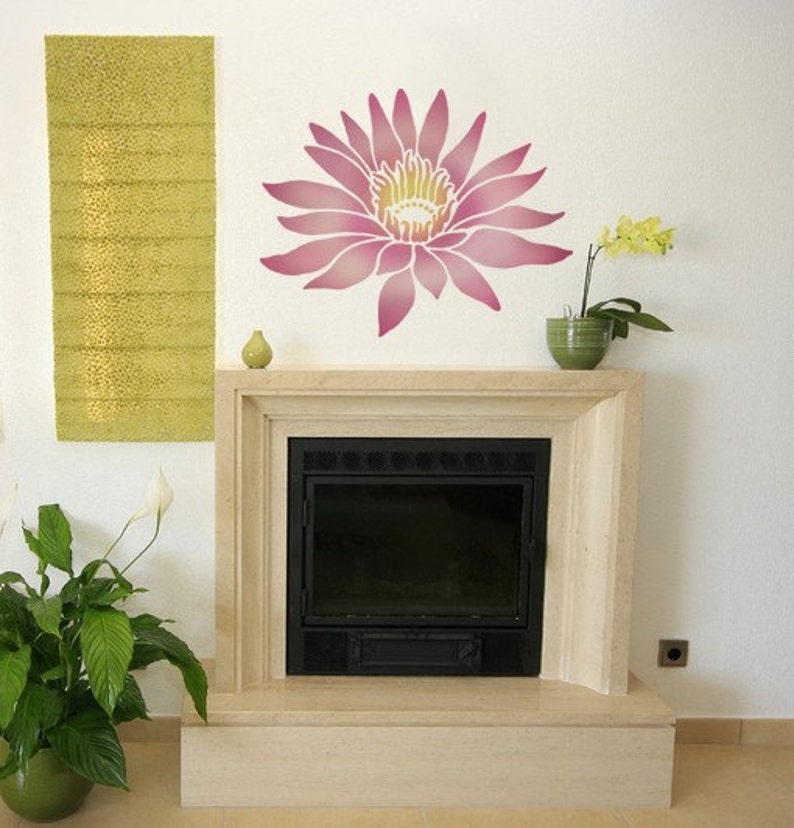 Large Flower Stencil Lotus Grande MED Reusable stencils instead of Wall Decals Lotus Stencil for Zen Decor Flower Stencil for Painting image 3