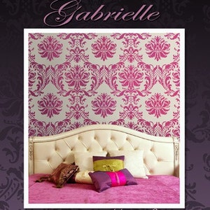 Damask Stencil Gabrielle Reusable stencils for walls and fabrics DIY wall decor image 4