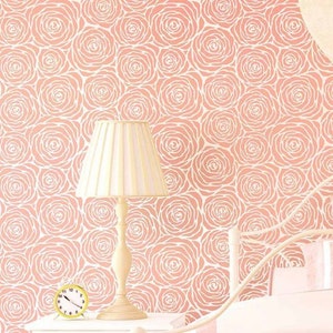 Roses Allover Wall Stencil - WALL STENCILS instead of Decals - Easy to Use Wall Stencils for a Quick Room Update – Floral Stencils for Walls