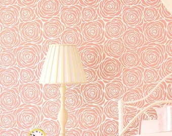 Roses Allover Wall Stencil - WALL STENCILS instead of Decals - Easy to Use Wall Stencils for a Quick Room Update – Floral Stencils for Walls