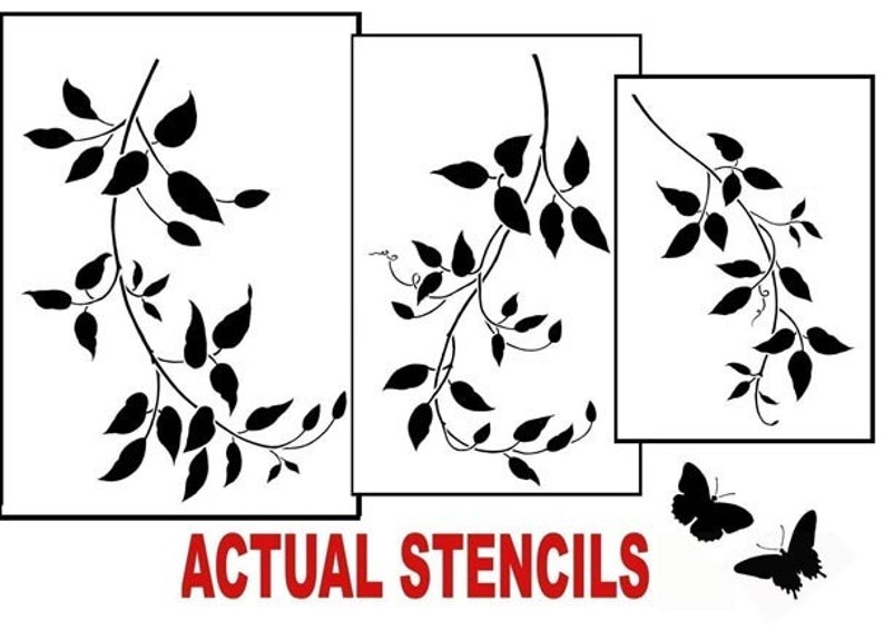 Wall Stencils Clematis Vine 3pc kit Easy Wall decor with stencils Better than decals 画像 5