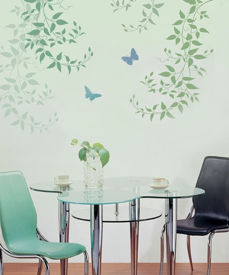 Large Wall stencil Clematis Branch Reusable Stencils for Etsy