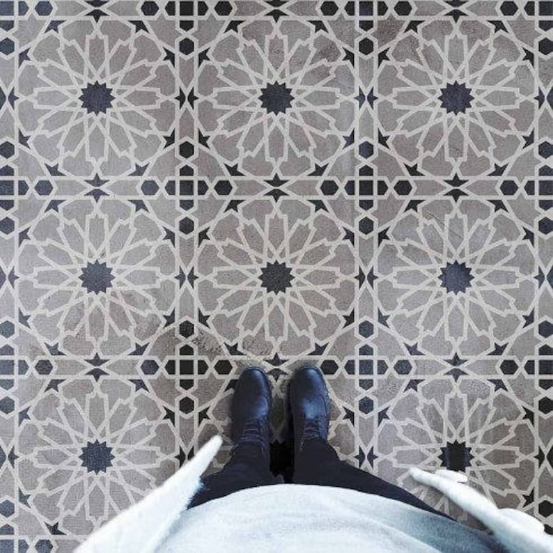 Moroccan Magic Tile Stencil Diy Painted Cement Tiles Image 0