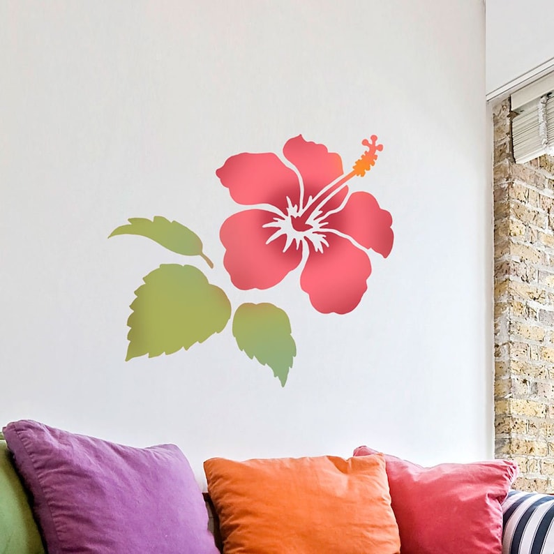 Hibiscus Wall Stencil WALL ART STENCIL Instead of Decals - Etsy