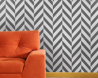 Herringbone Allover Stencil - reusable stencil patterns for walls just like wallpaper - DIY decor