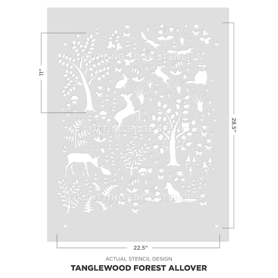 Tanglewood Forest Stencil Wall Stenciling Large Stencil for Painting Walls  Animal Stencils Woodland Nursery Ideas Wall Stencils 