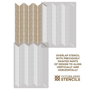 Herringbone Stitch Stencil LARGE WALL STENCILS instead of Wallpaper Easy to Use Wall Stencils for a Room Update Stencils for Walls image 3