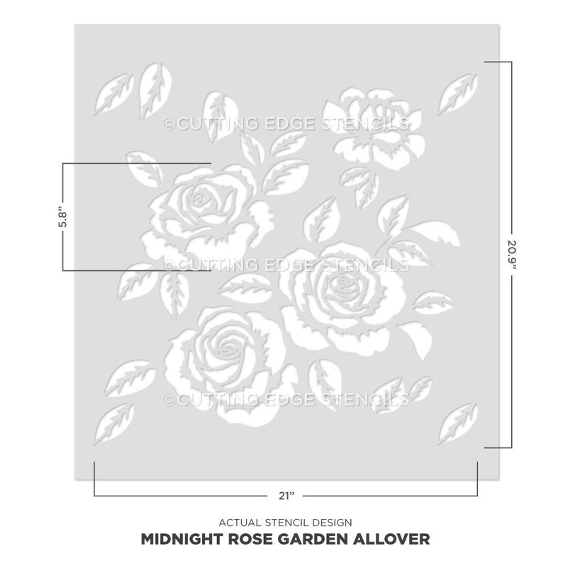 Midnight Rose Garden Stencil - Floral Wall Stencil for Easy Paint ...