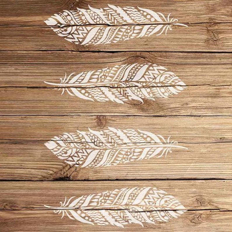 Tribal Feather Wall Stencils WALL ART STENCIL instead of Etsy