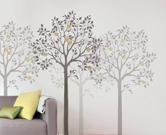 Large Fruit Tree Stencil Reusable Wall Stencils for DIY 