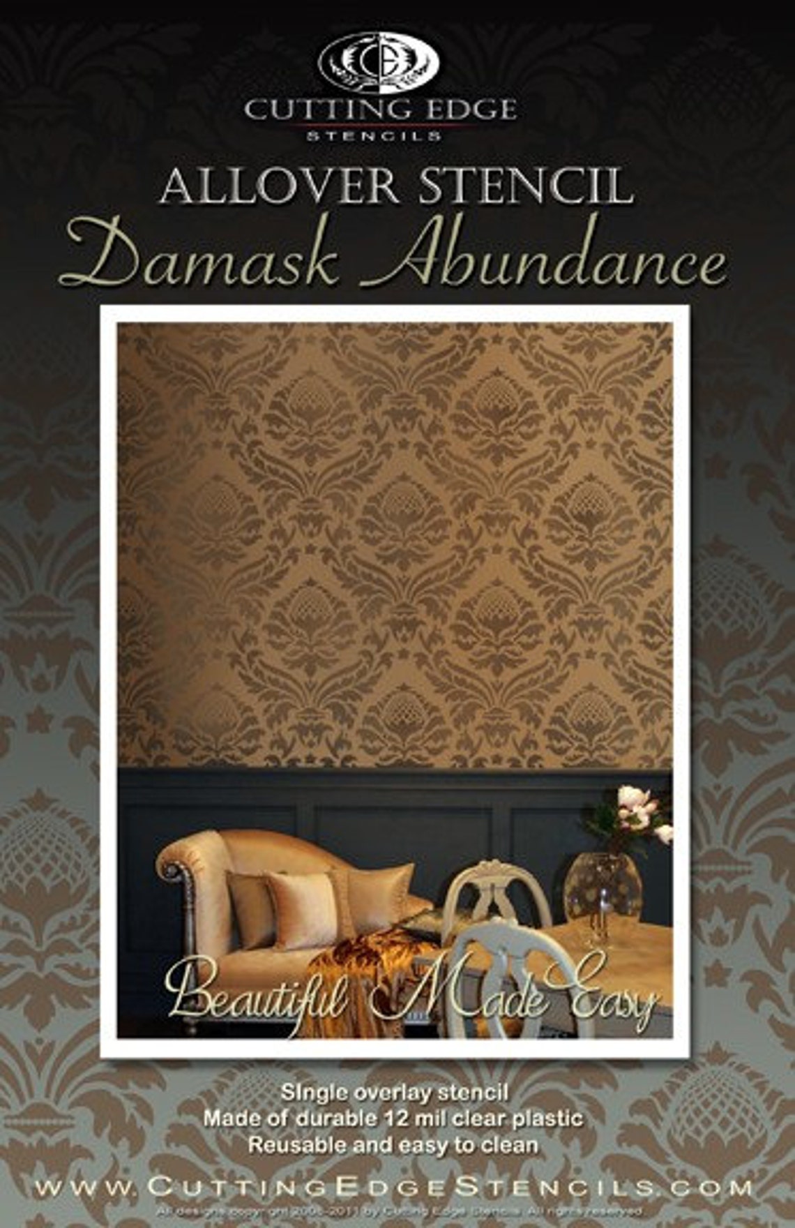 Abundance Damask Stencil - Stencils for DIY Wall Décor - Reusable ...