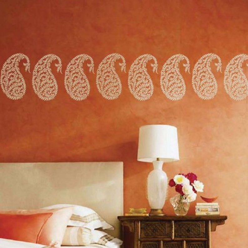 Jaipur Paisley Wall Art Stencil Small DIY Wall Art Etsy