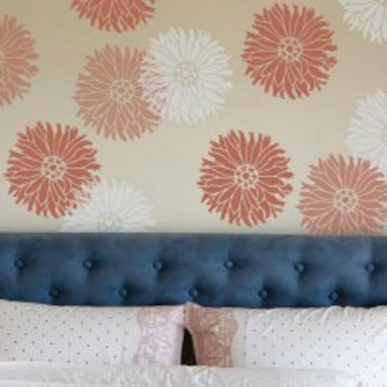 Starburst Zinnia Flower Wall Art Stencil Medium Accent Etsy