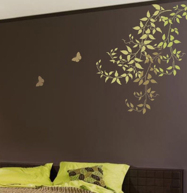 Wall Stencil Large Clematis Branch Reusable For Easy Diy Decor