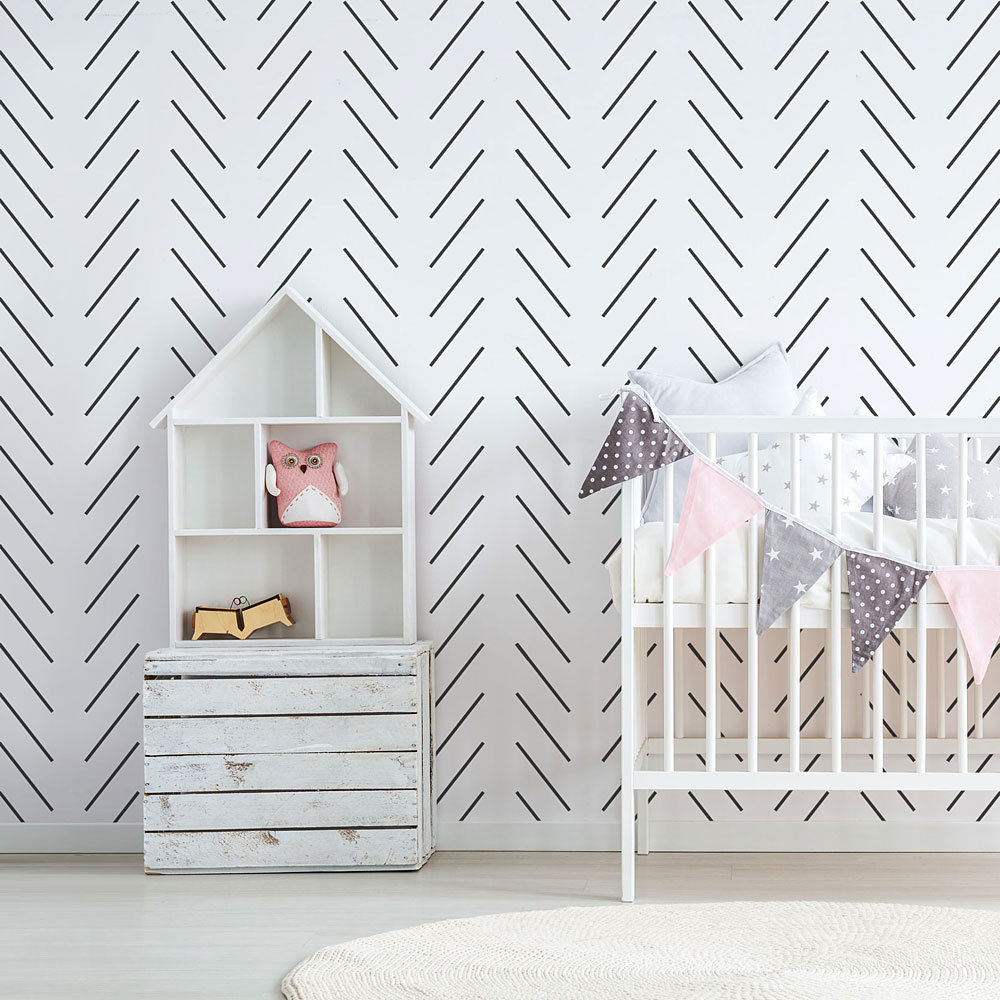 Ella Herringbone Wall Stencil Geometric Wall Stencil for Etsy Canada