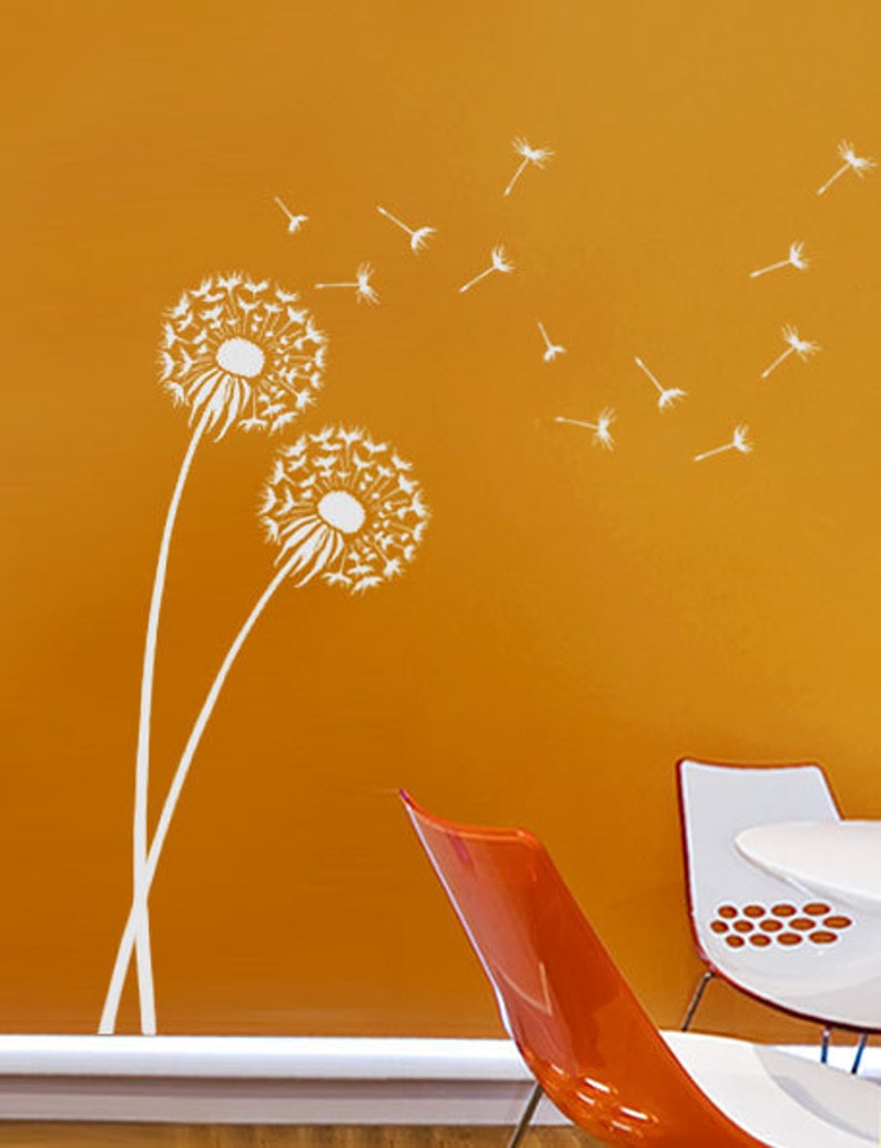 Dandelion Wall Stencil WALL ART STENCIL instead of Decals Easy to Use Wall Stencils for a Quick Room Update Floral Stencils for Walls image 1
