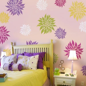 Flower Stencil Dahlia Grande MED -Reusable wall stencils Better than wall decals