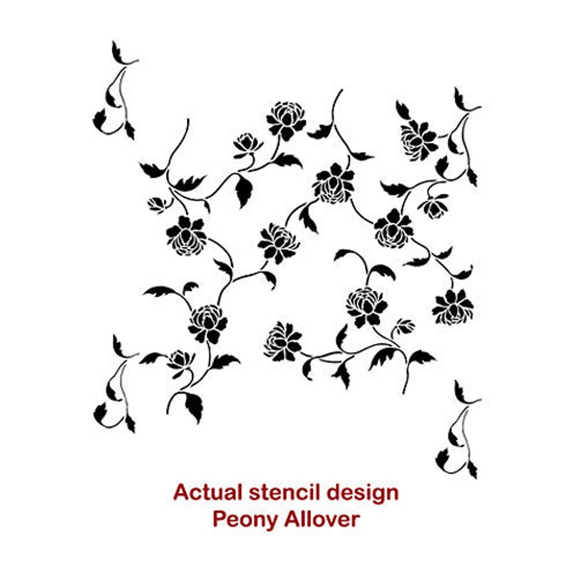 Stencil Peony Allover Floral Pattern Wall decor stenciling DIY image 5